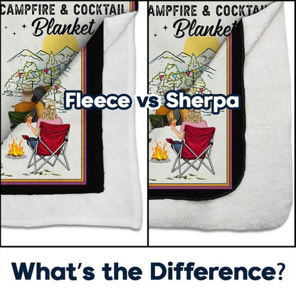 Campfire & Coffee Blanket Camping - Personalized Fleece Blanket, Sherpa Blanket