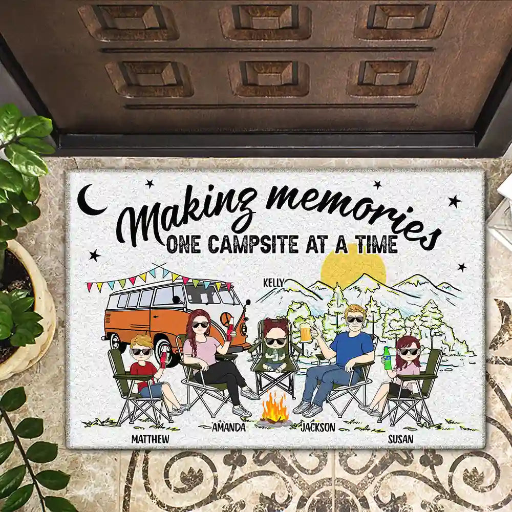 Making Memories One Campsite At A Time Camping Family - Personalized Doormat