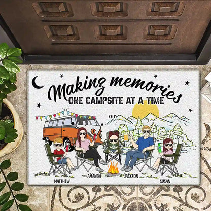 Making Memories One Campsite At A Time Camping Family - Personalized Doormat