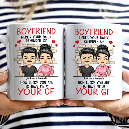 Couple Daily Reminder Of How Lucky You Are - Personalized Mug