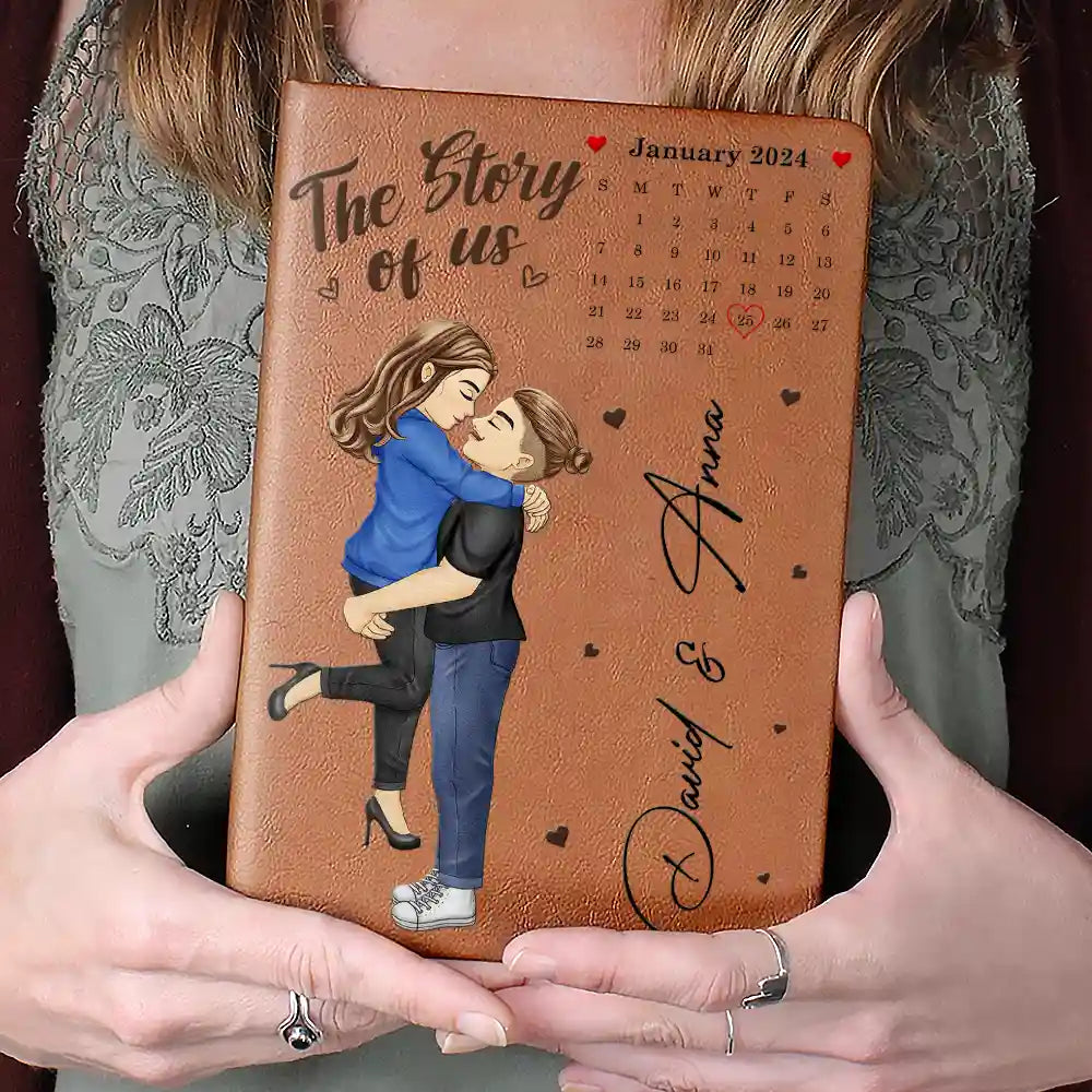 Calendar The Story Of Us Couples - Personalized Leather Journal