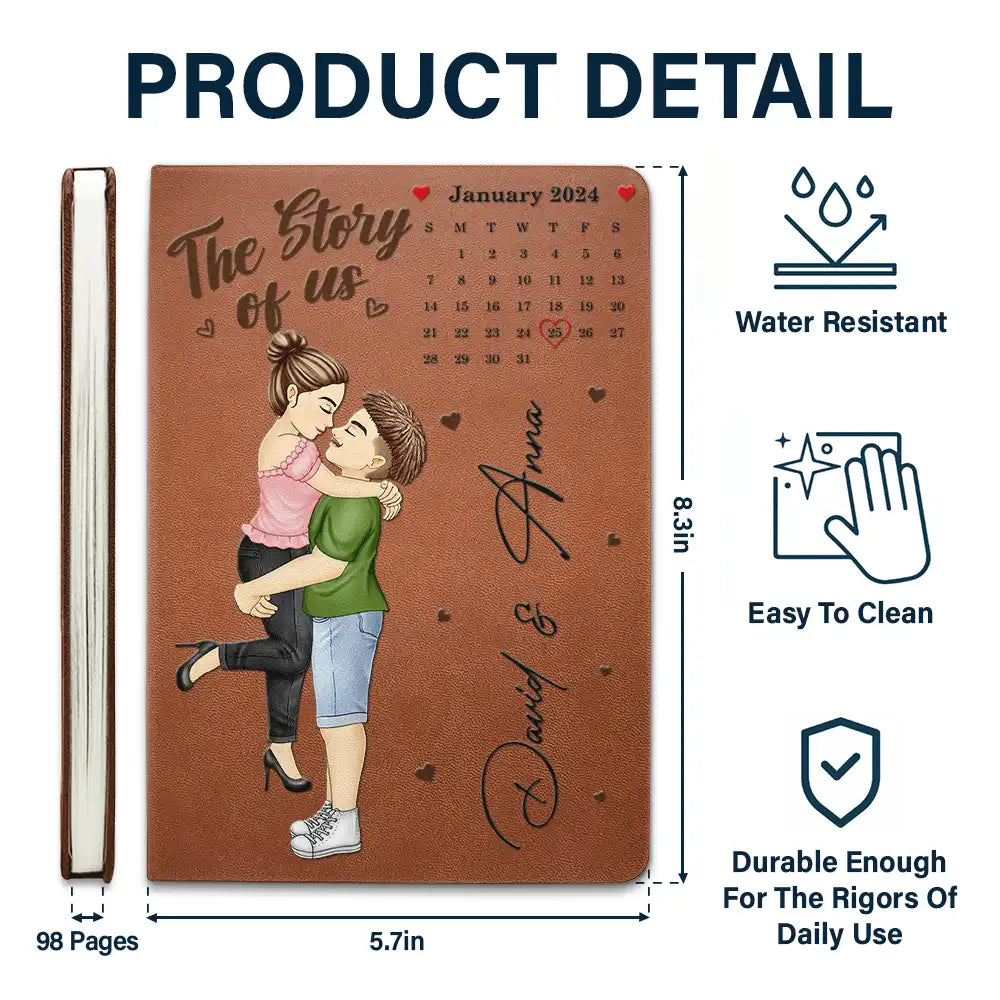 Calendar The Story Of Us Couples - Personalized Leather Journal