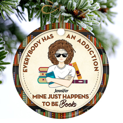 Happens To Be Books - Gift For Book Lovers - Personalized Custom Circle Ceramic Ornament