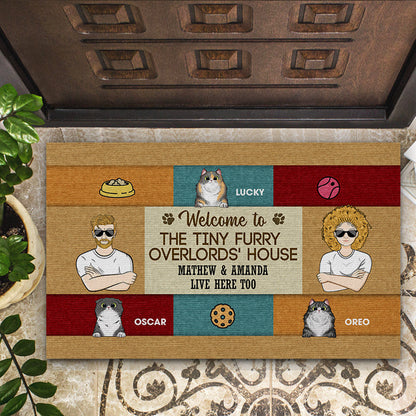 Welcome To The Tiny Overlords' House - Gift For Couple Cat Lover - Personalized Custom Doormat