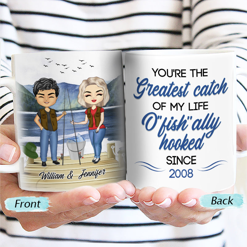 Fishing Couple You're The Greatest Catch - Personalized Custom White Edge-to-Edge Mug