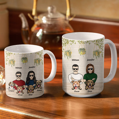 You & Me And The Dogs - Gift For Dog Lover Couple - Personalized Custom White Edge-to-Edge Mug