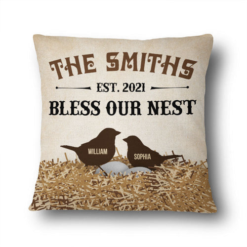 Family Bird Bless Our Nest - Personalized Custom Pillow