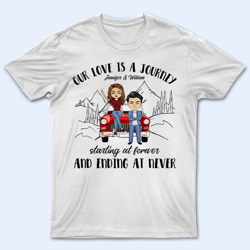 Chibi Couple Our Love Is A Journey - Gift For Couple - Personalized Custom T Shirt