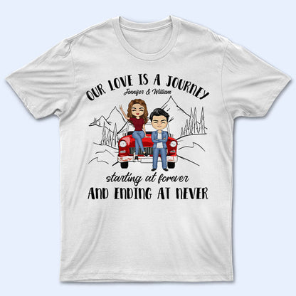 Chibi Couple Our Love Is A Journey - Gift For Couple - Personalized Custom T Shirt