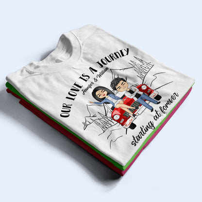 Chibi Couple Our Love Is A Journey - Gift For Couple - Personalized Custom T Shirt