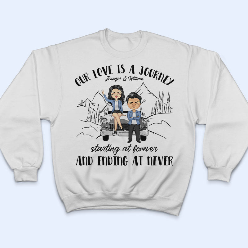 Chibi Couple Our Love Is A Journey - Gift For Couple - Personalized Custom T Shirt
