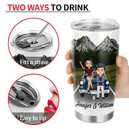 Chibi Couple Traveling Partners For Life - Couple Gift - Personalized Custom Tumbler