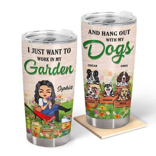 Chibi Girls Work In Garden Hang Out With Dogs - Dog Lovers Gifts - Personalized Custom Tumbler