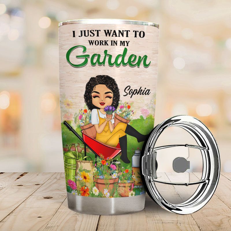 Chibi Girls Work In Garden Hang Out With Dogs - Dog Lovers Gifts - Personalized Custom Tumbler