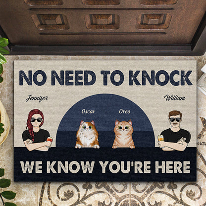 We Know You Are Here - Cat Lover Gift - Personalized Custom Doormat