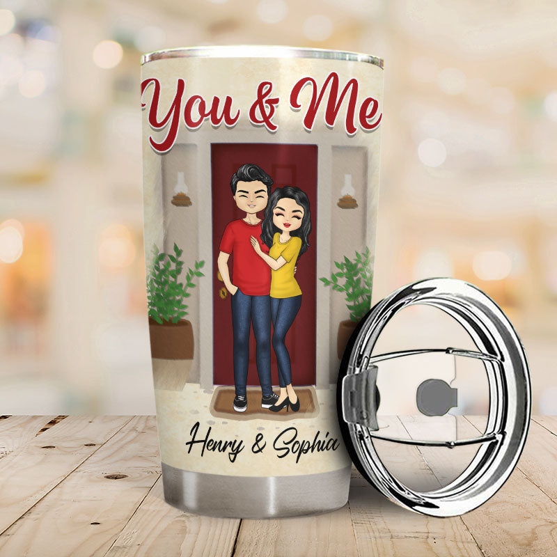 You & Me The Dogs Together We Make A Family - Husband Wife Couple Gifts - Personalized Custom Tumbler