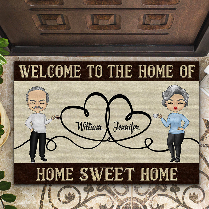 Chibi Couple Home Sweet Home - Couple Gift - Personalized Custom Doormat