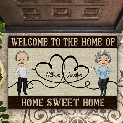 Chibi Couple Home Sweet Home - Couple Gift - Personalized Custom Doormat