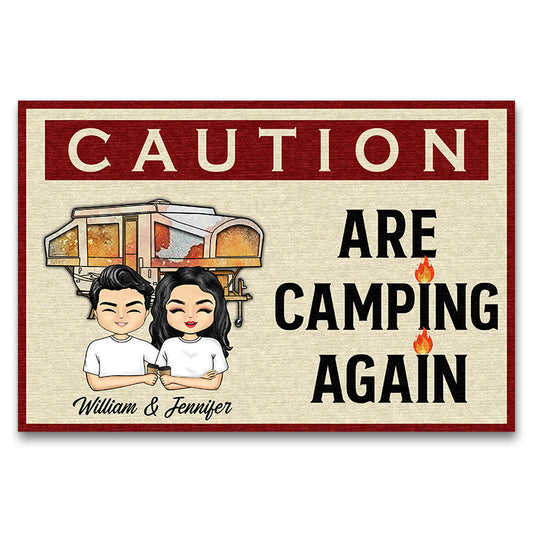 Couple Camping Again Husband Wife - Couple Gift - Personalized Custom Doormat