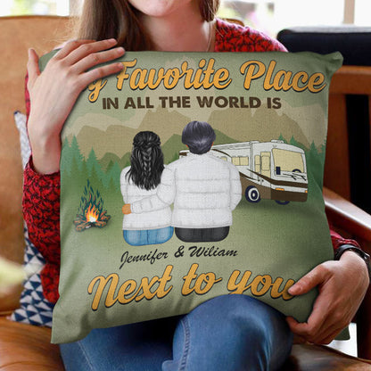 My Favorite Place In All The World Is Next To You - Gift For Couple - Gift For Couple - Personalized Custom Pillow