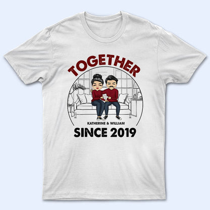 Chibi Couple Together Since - Gift For Couple - Personalized Custom T Shirt