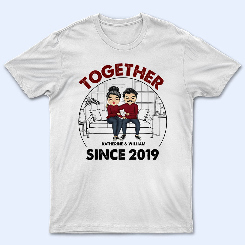 Chibi Couple Together Since - Gift For Couple - Personalized Custom T Shirt