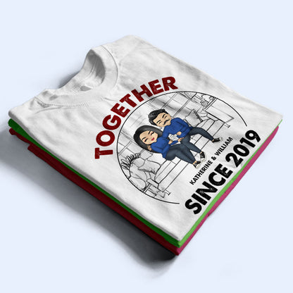 Chibi Couple Together Since - Gift For Couple - Personalized Custom T Shirt
