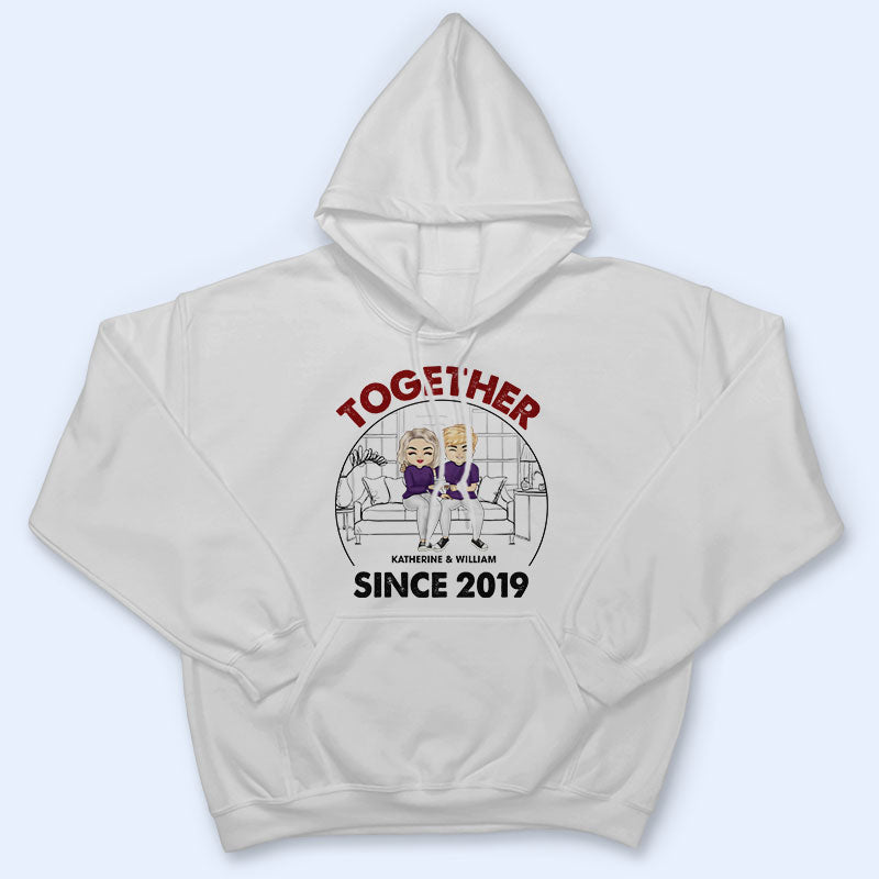 Chibi Couple Together Since - Gift For Couple - Personalized Custom T Shirt