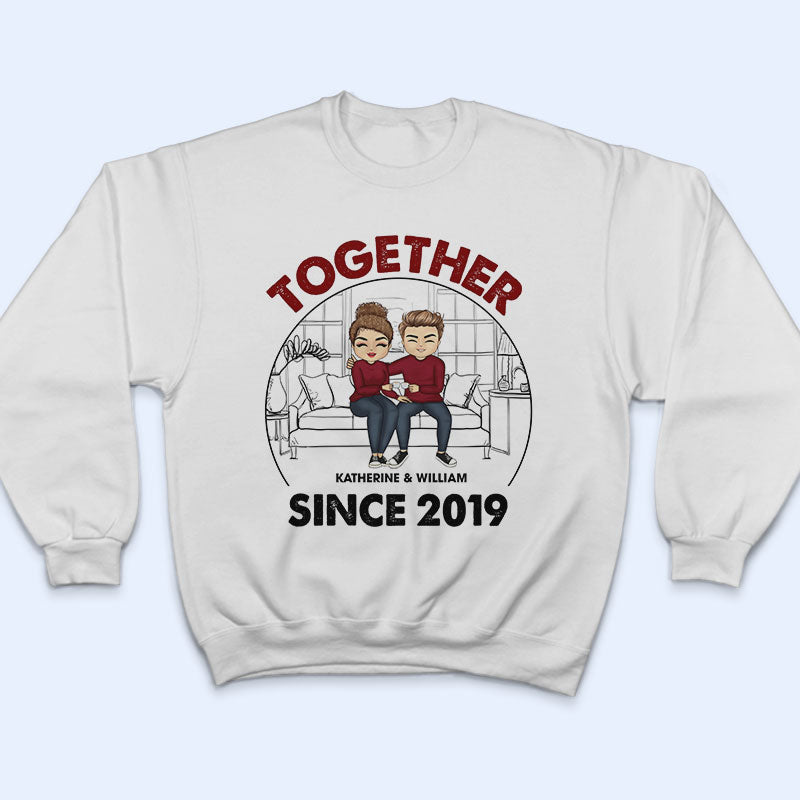 Chibi Couple Together Since - Gift For Couple - Personalized Custom T Shirt