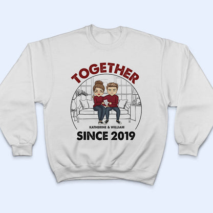 Chibi Couple Together Since - Gift For Couple - Personalized Custom T Shirt