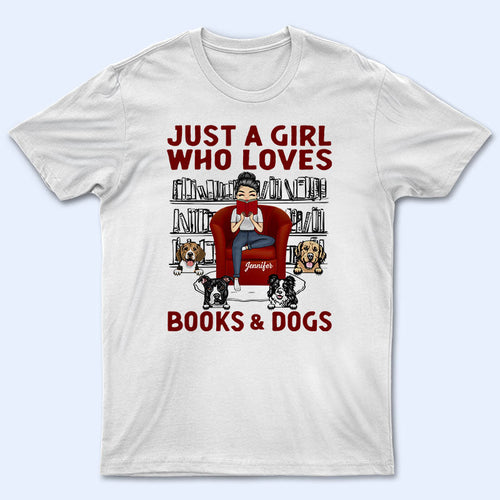 Reading Girl Who Loves Books & Dogs - Gift For Dog Lovers - Personalized Custom Hoodie