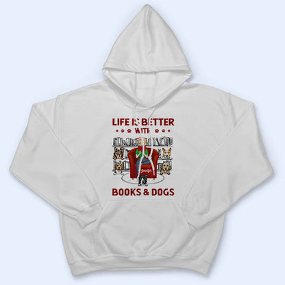 Reading Girl Who Loves Books & Dogs - Gift For Dog Lovers - Personalized Custom Hoodie