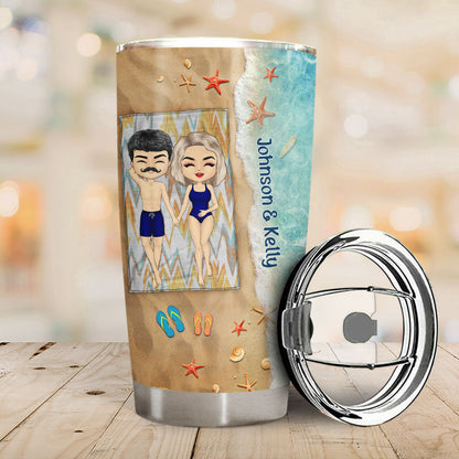 Couple Together With You In The Sand Husband Wife - Couple Gifts - Personalized Custom Tumbler