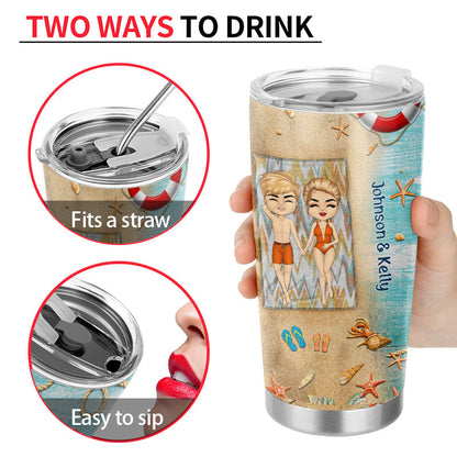 Couple Together With You In The Sand Husband Wife - Couple Gifts - Personalized Custom Tumbler