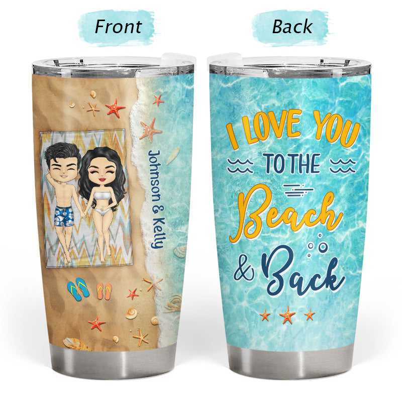 Couple Together With You In The Sand Husband Wife - Couple Gifts - Personalized Custom Tumbler