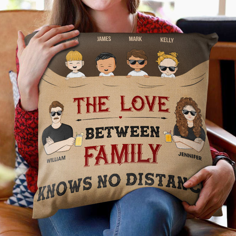 Family Couple The Love Between Family Knows No Distance - Gift For Couple - Personalized Custom Pillow