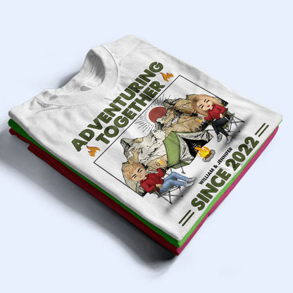 Camping Couple Adventuring Together Since - Gift For Couple - Personalized Custom T Shirt