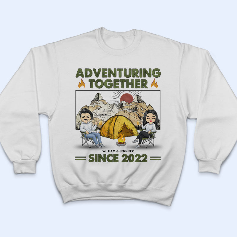 Camping Couple Adventuring Together Since - Gift For Couple - Personalized Custom T Shirt
