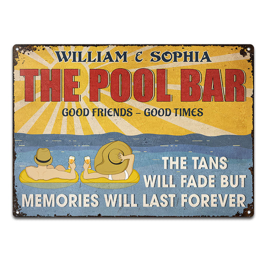 Couple Beach Bar Memories Will Last Forever - Personalized Custom Classic Metal Signs