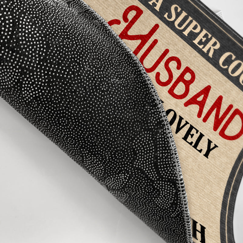 Family Couple A Super Cool Husband And A Lovely Wife Live Here - Gift For Couple - Personalized Custom Doormat