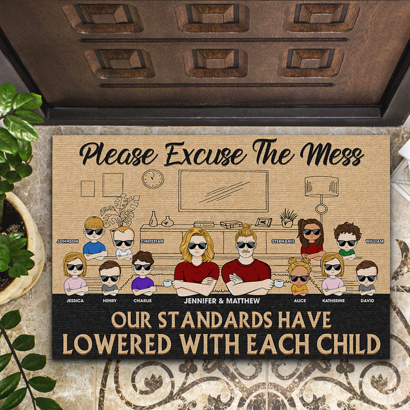 Family Husband Wife Our Standards Have Lowered With Each Child - Couple Gift - Personalized Custom Doormat