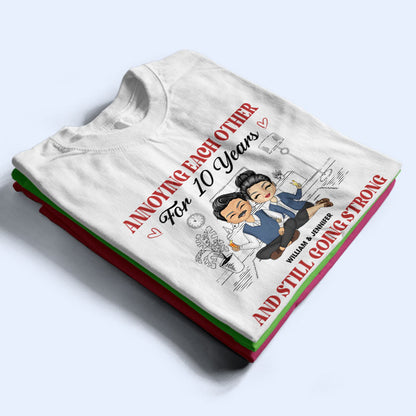 Chibi Couple Cheers To 30 Years Together And Counting Husband Wife - Couples Gift - Personalized Custom T Shirt