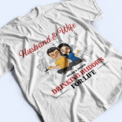 Chibi Couple Cheers To 30 Years Together And Counting Husband Wife - Couples Gift - Personalized Custom T Shirt