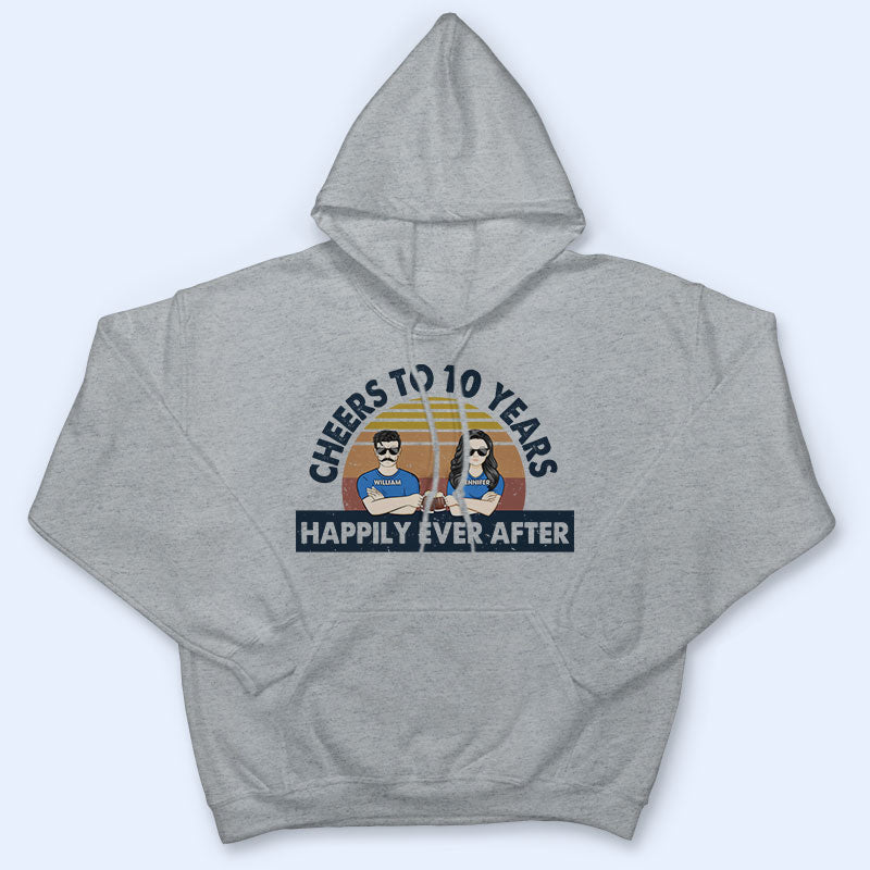 Old Couple Cheers To Years Happily Ever After Husband Wife - Gift For Couple - Personalized Custom T Shirt