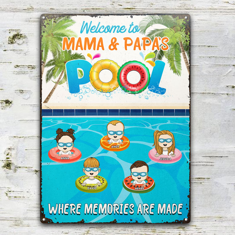 Family Swimming Pool Where Memories Are Made - Pool Decoration - Personalized Custom Classic Metal Signs