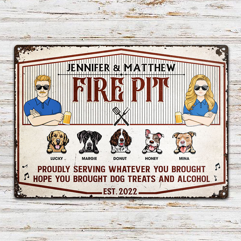 Couple Welcome Proudly Serving Whatever You Brought - Gift For Dog Lovers - Personalized Custom Classic Metal Signs