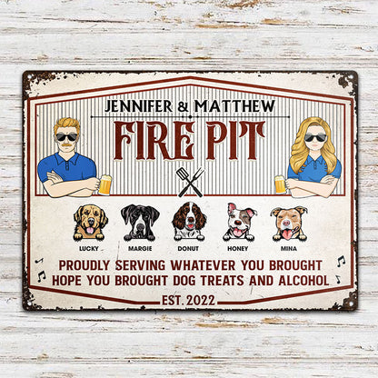 Couple Welcome Proudly Serving Whatever You Brought - Gift For Dog Lovers - Personalized Custom Classic Metal Signs