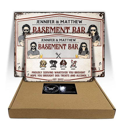 Couple Welcome Proudly Serving Whatever You Brought - Gift For Dog Lovers - Personalized Custom Classic Metal Signs