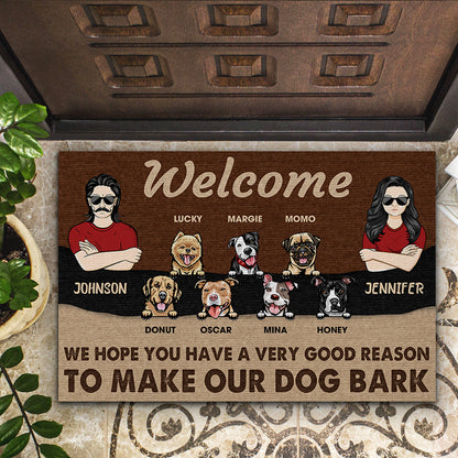 Couple Good Reason To Make Our Dog Bark - Gift For Dog Lover - Personalized Custom Doormat