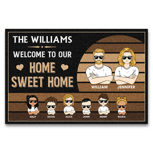 Family Couple Welcome To Our Home Sweet Home - Gift For Couple - Personalized Custom Doormat